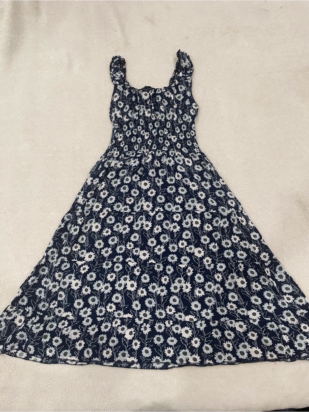 Navy Blue Floral High-Low Dress